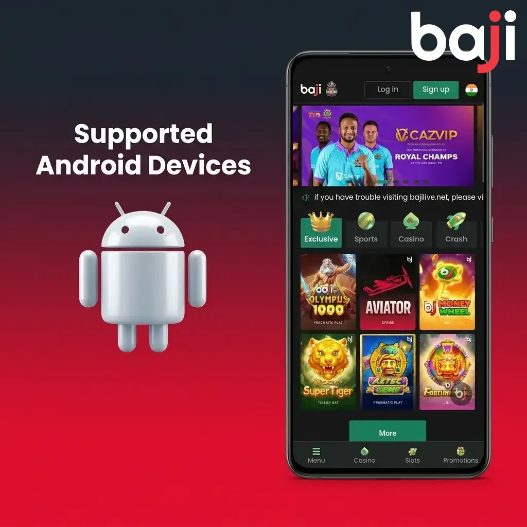 Supported Android devices for Baji Live Aviator App from budget to flagship Samsung Galaxy OnePlus Redmi Realme