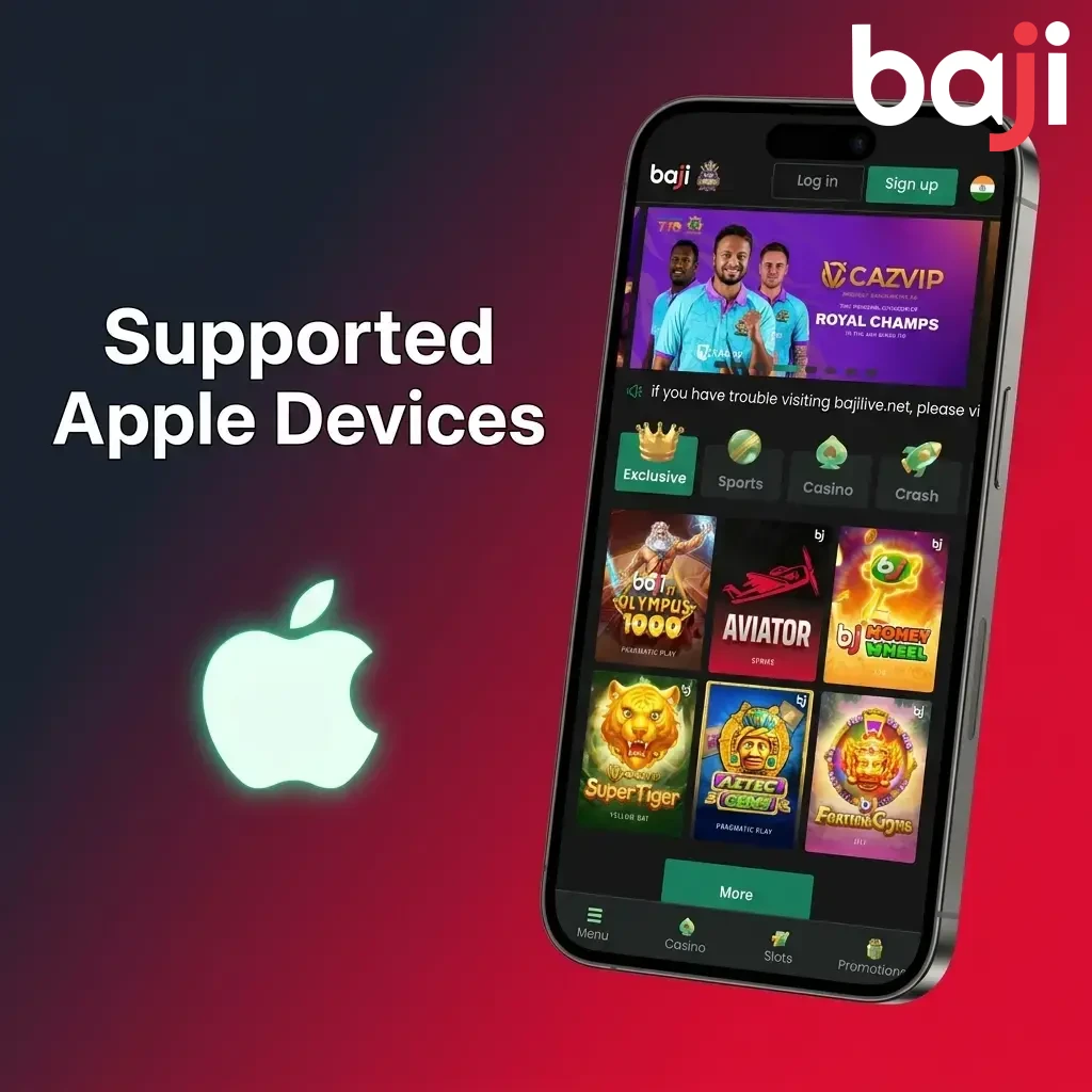Supported Apple devices for Baji Live app including iPhone and iPad models running iOS 12 or later