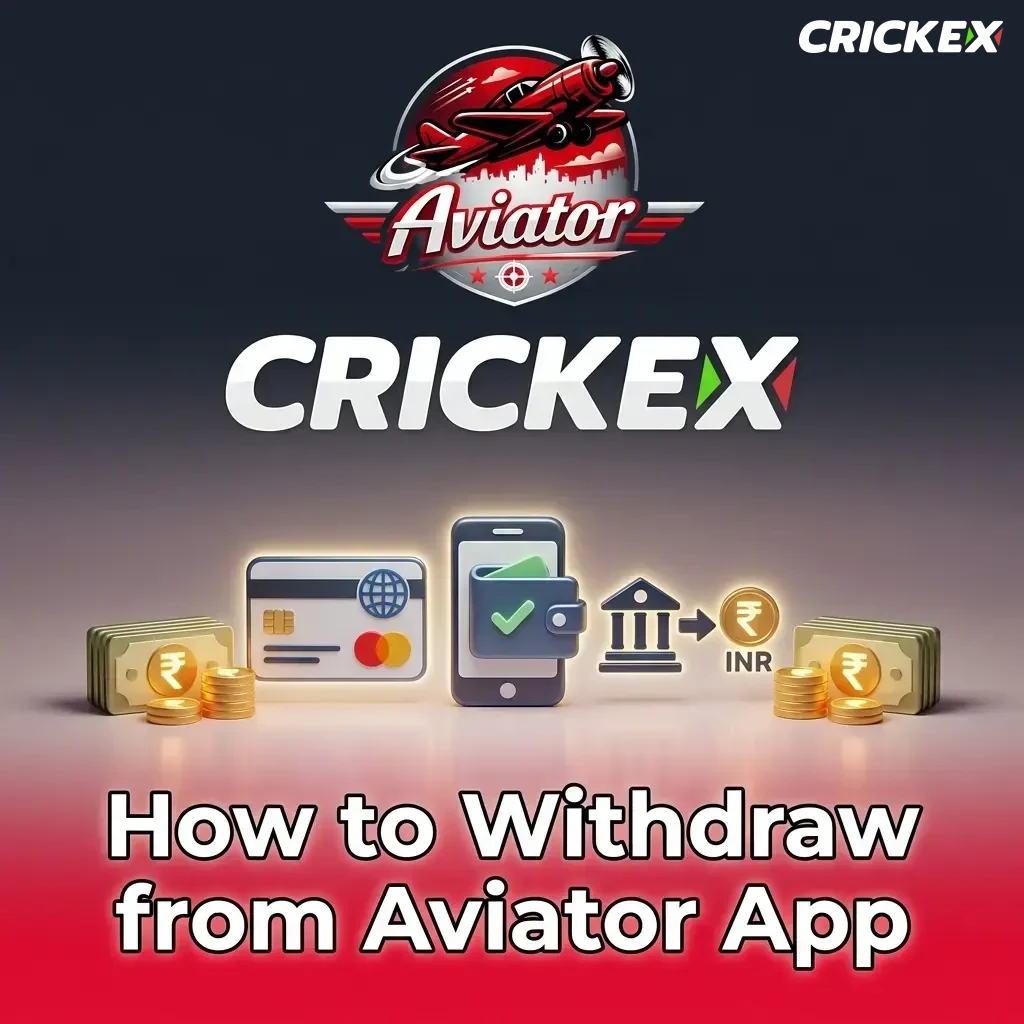 Aviator app withdrawal steps on Crickex showing cashier section, UPI and PhonePe payout options in INR