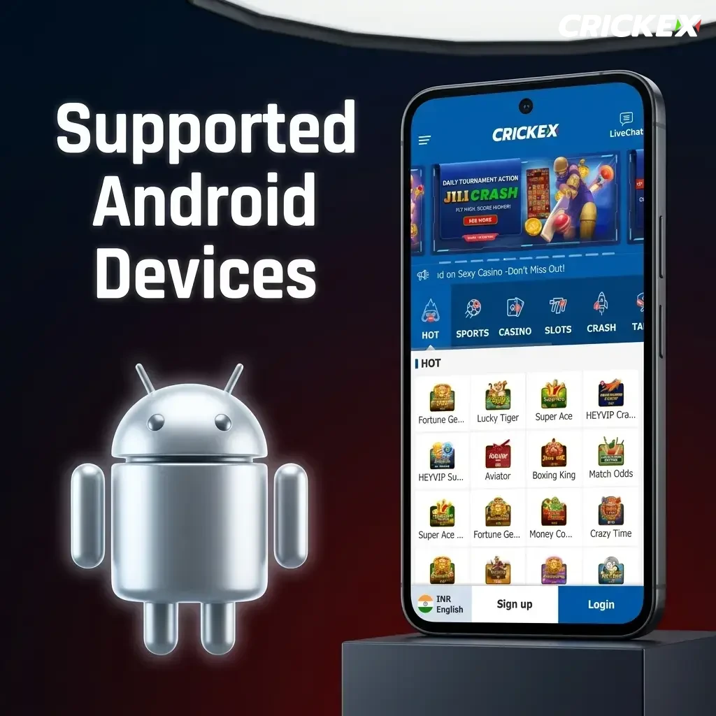 Supported Android devices for Crickex Aviator App across budget, mid-range, and flagship segments from 2020 to 2026